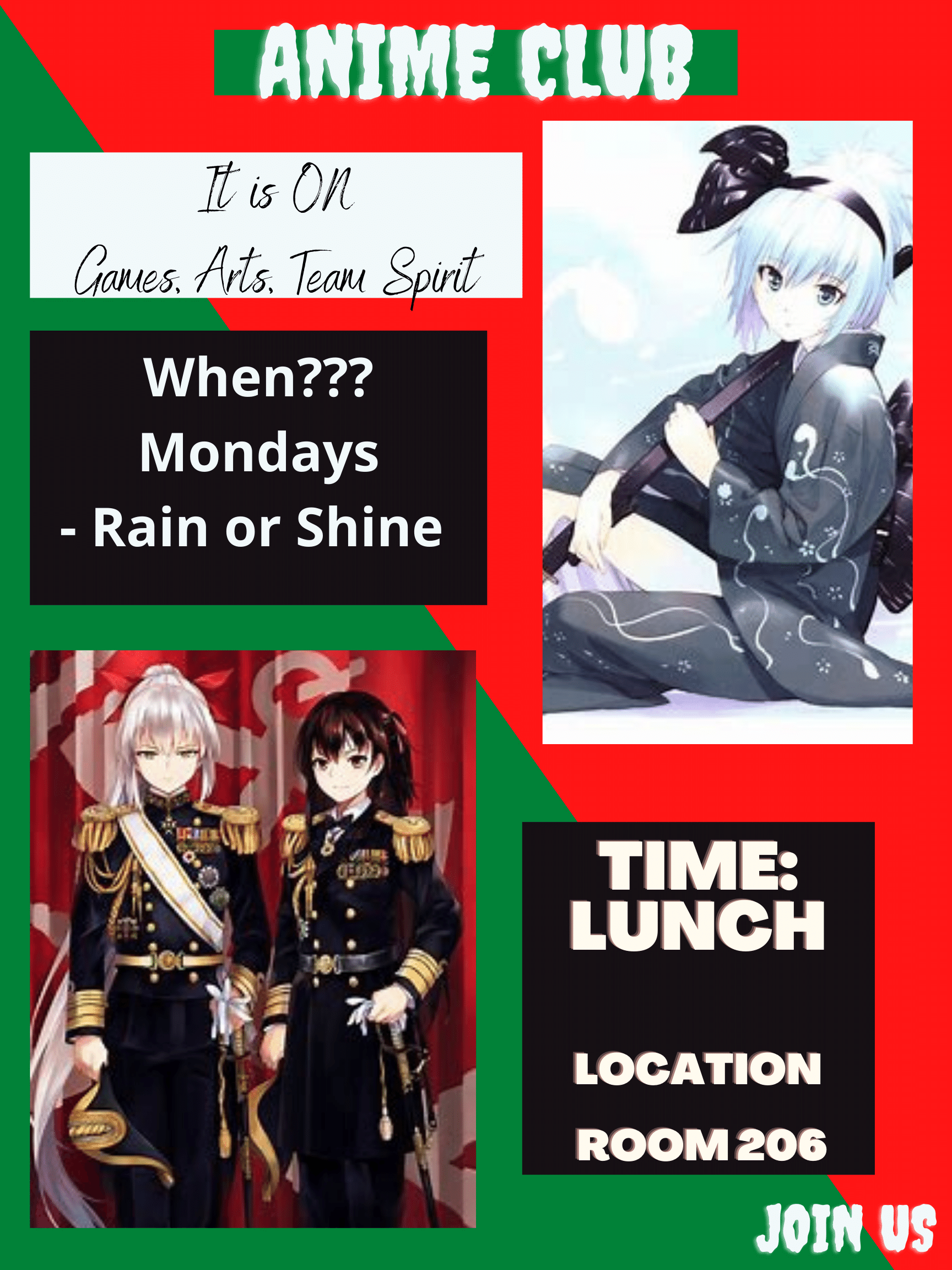 Weekly Anime Club on Mondays . Woodson STEM High School
